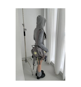patchwork hooded blouse