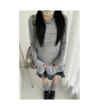 patchwork hooded blouse