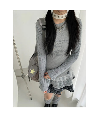 patchwork hooded blouse