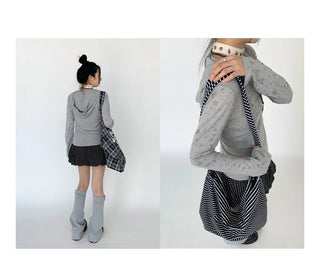 patchwork hooded blouse