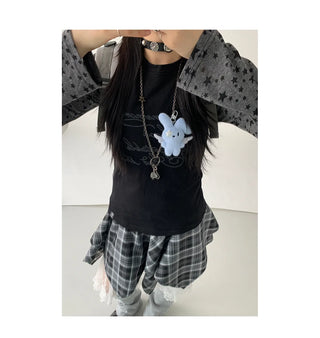 patchwork hooded blouse