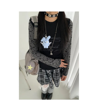 patchwork hooded blouse