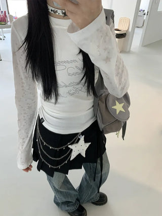 patchwork hooded blouse
