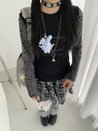 patchwork hooded blouse