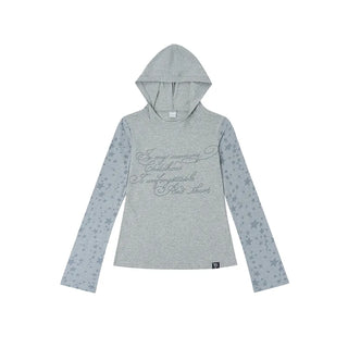 patchwork hooded blouse