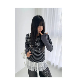 sequined striped top