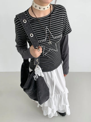 sequined striped top