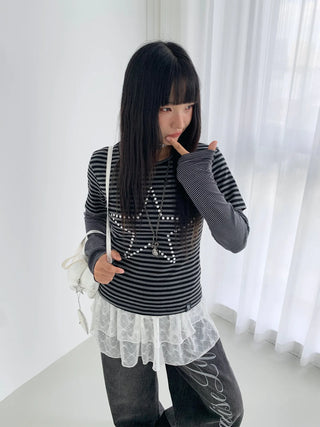 sequined striped top