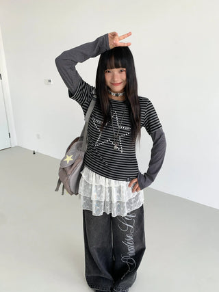 sequined striped top