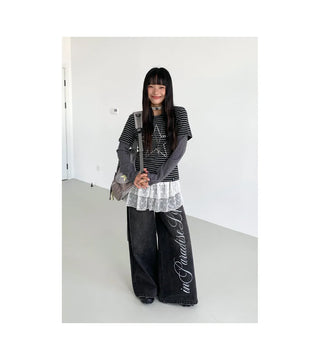 washed denim trousers