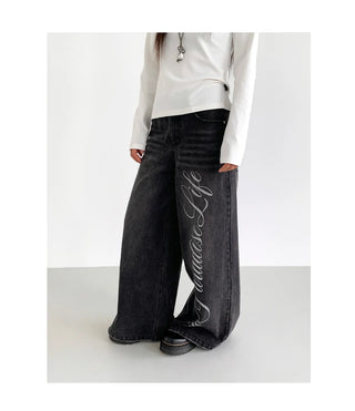 washed denim trousers