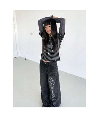 washed denim trousers