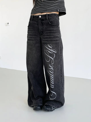 washed denim trousers