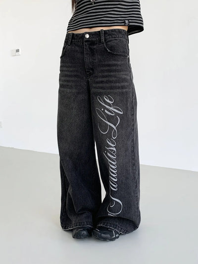 washed denim trousers