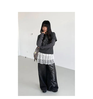washed denim trousers