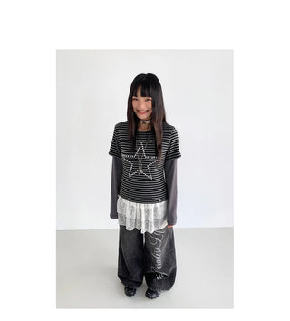 washed denim trousers