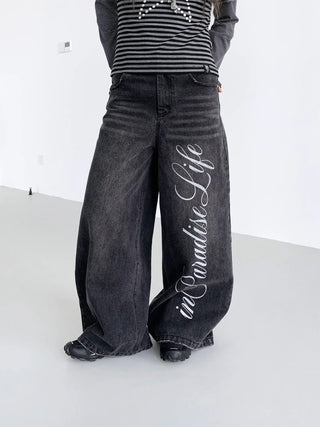 washed denim trousers