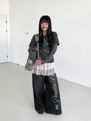 washed denim trousers