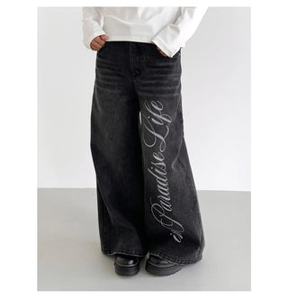 washed denim trousers