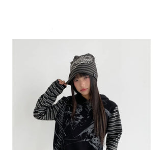 striped velvet hoodie