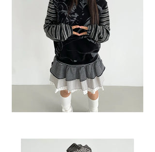 striped velvet hoodie