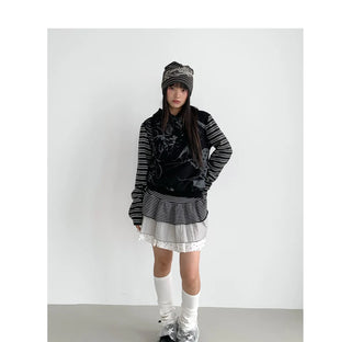 striped velvet hoodie