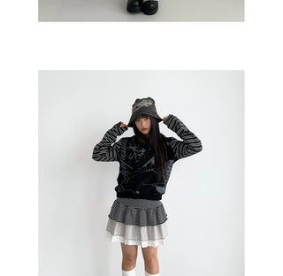 striped velvet hoodie