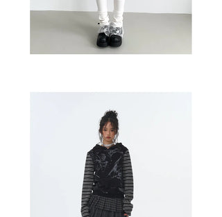 striped velvet hoodie
