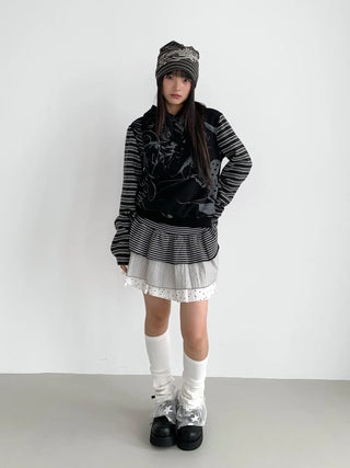 striped velvet hoodie