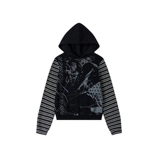 striped velvet hoodie