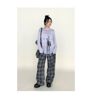plaid wide pants