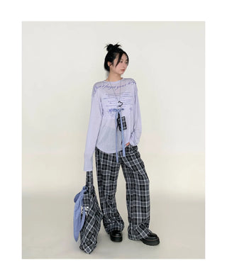 plaid wide pants