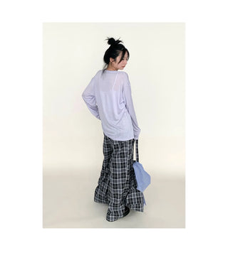 plaid wide pants