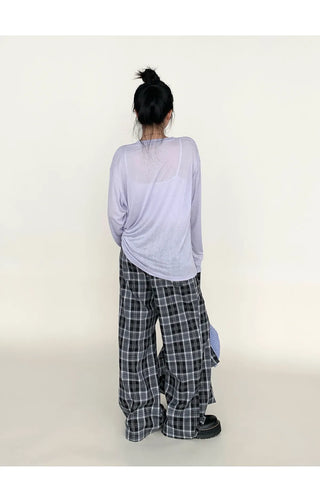 plaid wide pants