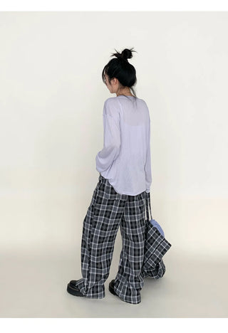 plaid wide pants