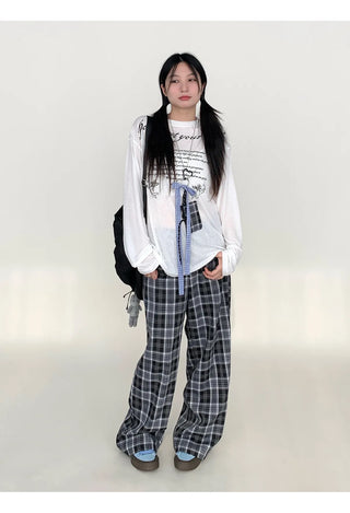 plaid wide pants