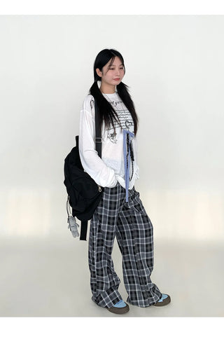 plaid wide pants