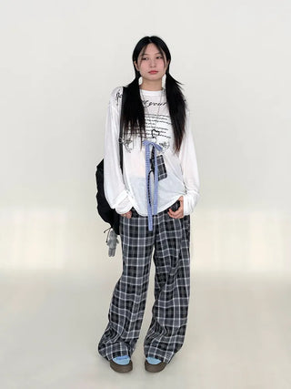 plaid wide pants