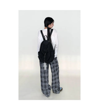 plaid wide pants
