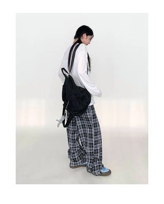 plaid wide pants