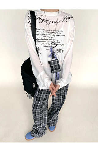 plaid wide pants