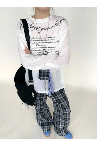 plaid wide pants