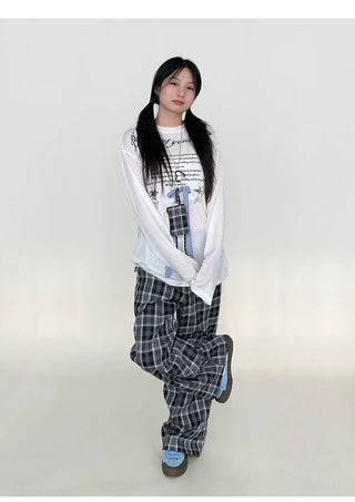 plaid wide pants