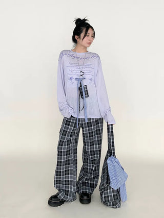 plaid wide pants