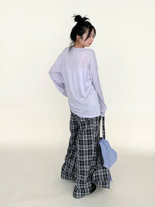 plaid wide pants