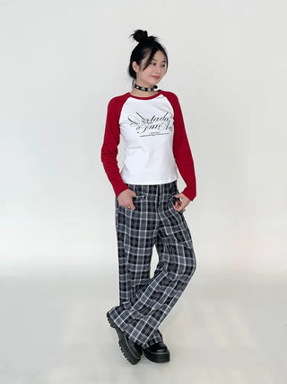 plaid wide pants