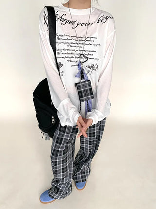 plaid wide pants