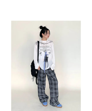 plaid wide pants