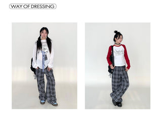 plaid wide pants