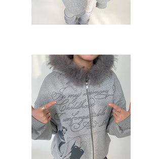 printed fur sweater